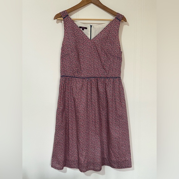 Liberty Art Fabrics | Navy Blue and Red Tiny Floral Sleeveless Dress - Size 8 - Picture 1 of 10